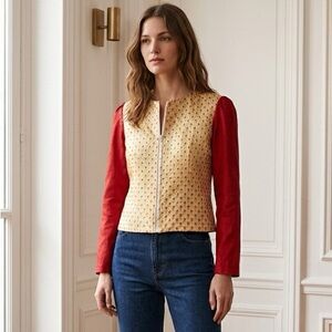 Handmade Iranian Jacket Gold Textured Fabric | Persian Gulf Traditional size M